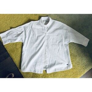 MaxMara Women’s 100% Cotton White Shirt Button Up Size 10 Long Sleeves
